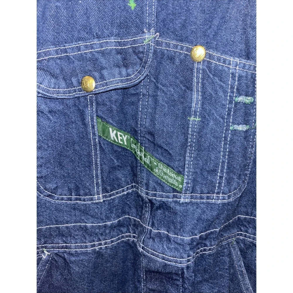 Vintage Key Imperial Overall Aristocrat Denim Bib Workwear Size 36x34 USA Made